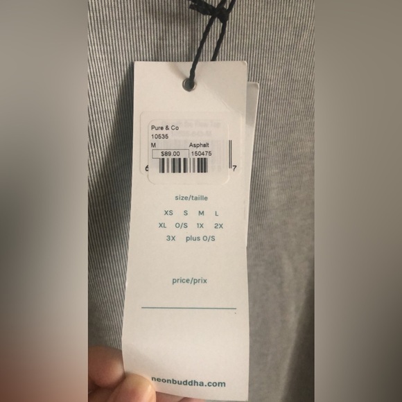 NWT Neon Buddha Cowl Neck Button Tunic Top Gray Striped Asphalt Medium Pure&Co - Picture 3 of 5